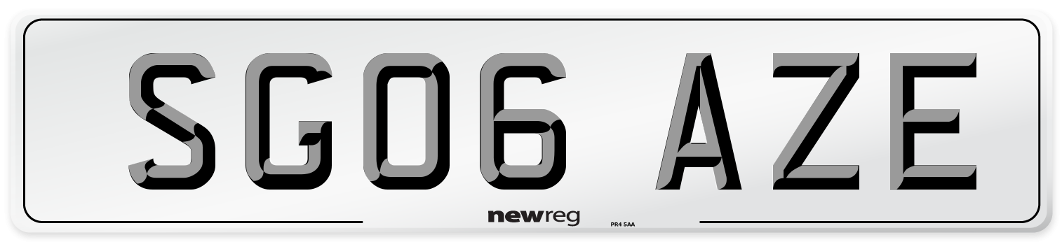 SG06 AZE Number Plate from New Reg